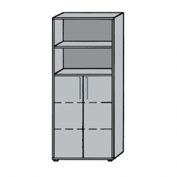 Büro-Kombischrank, 5OH, Lichtgrau, HxBxT 1880x800x345 mm