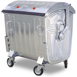Müllcontainer, 1100 Liter verzinkt, BxTxH 1360x1030x1430 mm, seitliche Aufnahmezapfen, 4 Lenkrollen, 2 Feststellbremsen, 2 Lenksperren
