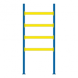 Palettenregal für 10 Europaletten, BxTxH 2025x1100x4500 mm, Tragbalkenebenen mit 38 mm Spanplattenböden, Fachlast 2200 kg/Tragbalkenpaar