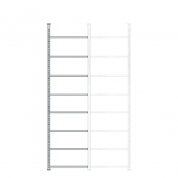 Ordner-Anbauregal mit 8 Böden, kunstoffbeschichtet, Schraubsystem, BxTxH 750x300x2900 mm