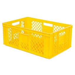Durchbrochener Eurobehälter mit 4 Durchfassgriffen, LxBxH 600x400x240 mm, 43 Liter, gelb