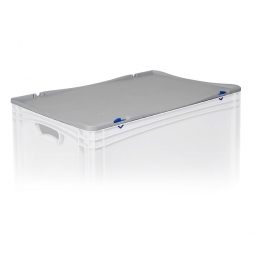 Scharnierdeckel für Euro-Stapelbehälter -Profi-, LxB 600x400 mm, grau, mit 2 Scharnieren, Gewicht 0,65 kg