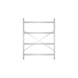 Edelstahl-Steck-Grundregal, BxTxH 1400x300x1800 mm, mit 4 Regalböden T: 250 mm