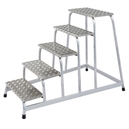 Leichtmetall-Montagetritt, mit 5 Stufen, Standhöhe 1000 mm, Arbeitshöhe bis 3000 mm, Gewicht 14 kg