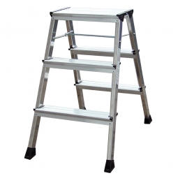 Alu-Doppel-Klapptritt, 2x 3 Stufen, Standhöhe 650 mm, max. Arbeitshöhe 2650 mm, Gewicht 2,4 kg