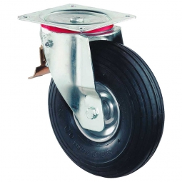Transportgeräte-Lenkrolle mit Feststellbremse, Rad-ØxB 260x85 mm, Tragkraft 200 kg, schwarz