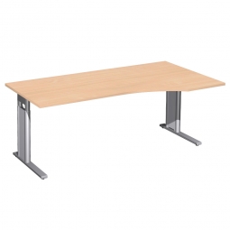 Schreibtisch PREMIUM höhenverstellbar, rechts, Buche/Silber, BxTxH 1800x800/1000x680-820 mm