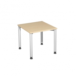 Schreibtisch Komfort, Gestell silber, Dekor Ahorn, BxTxH 800x800x720 mm