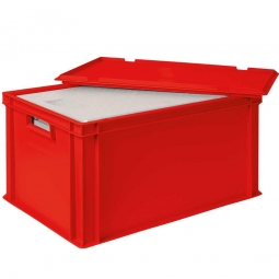 EPS-Thermobox in Eurobox mit Deckel, LxBxH 600x400x320 mm, rot