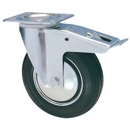 Transportgeräte-Lenkrolle mit Feststellbremse, Rad-ØxB 100x30 mm, Tragkraft 70 kg, schwarz