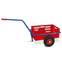 Handwagen mit Kunststoffkorb, H 240 mm, rot, LxBxH 1250x640x660 mm, Tragkraft 200 kg