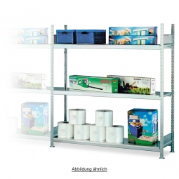 Weitspannregal mit 3 Stahlbodenebenen, Stecksystem, glanzverzinkt, BxTxH 2560x435x2000 mm