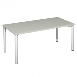 Schreibtisch Komfort, Gestell silber, Dekor lichtgrau, BxTxH 1600x800x720 mm