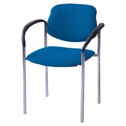 Besucherstuhl mit Armlehnen, Gestell verchromt, Polster marineblau, stapelbar, BxTxH 500x550x820 mm, max. Tragkraft 110 kg