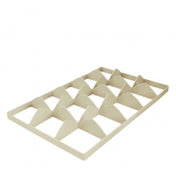 Fachwerkeinsatz für Gläserkästen, unten, lichtes Fachmaß 108x116 mm, 15 Gläser, PP, kieselgrau