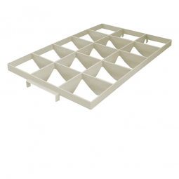 Fachwerkeinsatz für Gläserkästen, PE-HD, 109x117 mm, 15 Gläser, oben, kieselgrau
