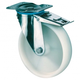 Transportgeräte-Lenkrolle mit Feststellbremse, Rad-ØxB 80x30 mm, Tragkraft 100 kg