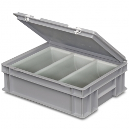 Besteckkasten mit Besteckeinsatz (3 Mulden), LxBxH 400x300x130 mm, grau
