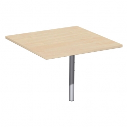 Verkettungsplatte ELEGANCE Volleck mit Stützfuß, Dekor Ahorn, Gestell Silber, BxTxH 800x800x680-820 mm