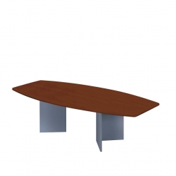 Konferenztisch mit Holzfußgestell, silber, Platte Nussbaum, BxTxH 2800x1300/780x740 mm