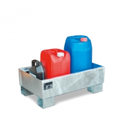 Auffangwanne für 60 Liter Fässer, LxBxH 800x500x290 mm, Volumen: 65 Liter, verzinkt