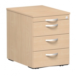 Rollcontainer, 4 Kunststoffschubladen, Buche, BxTxH 438x600x565 mm
