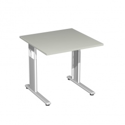 Schreibtisch ELEGANCE feste Höhe, Dekor Lichtgrau, Gestell Silber, BxTxH 800x800x720 mm