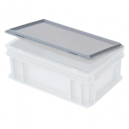 Scharnierdeckel für Euro-Stapelbehälter, 300x200 mm, Farbe grau, Gewicht 0,15 kg