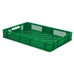 Durchbrochener Eurobehälter mit 2 Durchfassgriffen, LxBxH 600x400x90 mm, 15 Liter, grün