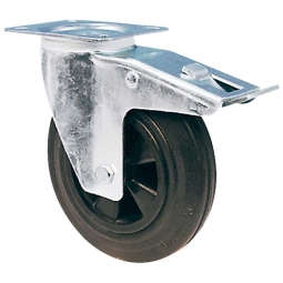 Transportgeräte-Lenkrolle mit Feststellbremse, Rad-ØxB 125x37,5 mm, Tragkraft 100 kg, schwarz