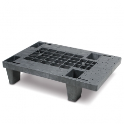 Leichtpalette im viertel Euromaß, LxBxH 600x400x155 mm, Deckfläche durchbrochen, schwarz