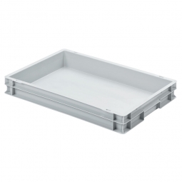 Euro-Geschirrkasten mit 2 Griffleisten, PP, LxBxH 600x400x75 mm, 15 Liter, grau