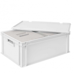 2 EPS-Thermoboxen in Eurobox mit Deckel, LxBxH 600x400x220 mm, weiß