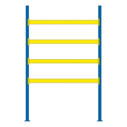 Palettenregal für 15 Europaletten, BxTxH 2925x1100x4500 mm, Tragbalkenebenen mit 38 mm Spanplattenböden, Fachlast 2900 kg/Tragbalkenpaar
