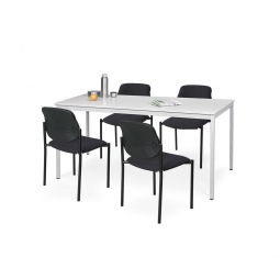 5-teilige Sitzgruppe "Relax": 4 Polsterstühle, Bezug schwarz + 1 Tisch, BxTxH 1600x800x750 mm
