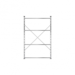 Fachbodenregal Flex mit 4 Fachböden, Stecksystem, glanzverzinkt, BxTxH 1270x315x2000 mm, Tragkraft 175 kg/Boden