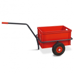 Handwagen mit Kunststoffkasten, H 320 mm, rot, LxBxH  1250x640x660 mm, Tragkraft 200 kg
