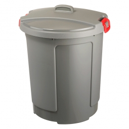 Deckeltonne mit Deckel, 75 Liter, Ø oben/unten 490/390 x H 640 mm, grau