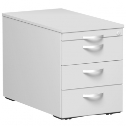 Rollcontainer, 4 Stahlschubladen, lichtgrau, BxTxH 438x800x565 mm