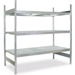 Weitspannregal mit 3 Stahlbodenebenen, Stecksystem, glanzverzinkt, BxTxH 2060x640x2000 mm