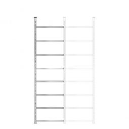 Ordner-Anbauregal, Schraubsystem, glanzverzinkt, 8 Böden, BxTxH 750x300x2900 mm