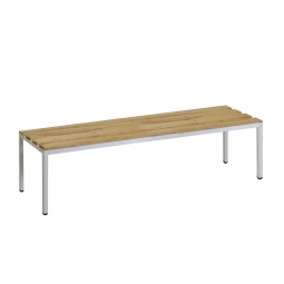 Sitzbank, BxTxH 1200x400x400 mm, Gestell RAL 7035 lichtgrau, Sitzfläche aus Naturholz