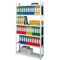 Ordnerregal mit 6 Böden, Stecksystem, lichtgrau, Tragkraft 200kg/Boden, BxTxH 1000x300x2100 mm