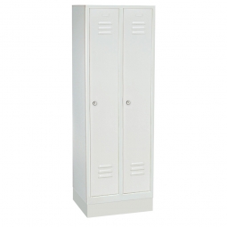 Kleiderspind mit Sockel und Zylinderschloss, 2 Abteile, BxTxH 610x500x1800 mm