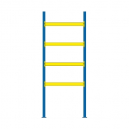 Palettenregal für 10 Europaletten, BxTxH 2025x1100x5000 mm, Tragbalkenebenen mit 38 mm Spanplattenböden, Fachlast 2200 kg/Tragbalkenpaar