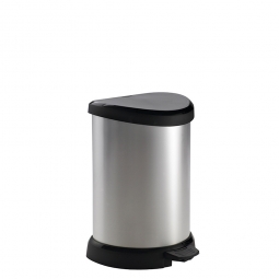 Tretabfalleimer, 20 Liter, BxTxH 310x308x445 mm, Deckel schwarz, Korpus silber