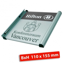 Türschild "Genf", eisengrau RAL 7011, BxH 110x155 mm