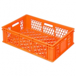 Bäckerkiste, LxBxH 600x400x170 mm, Wände und Boden durchbrochen, Gewicht 1,50 kg, orange
