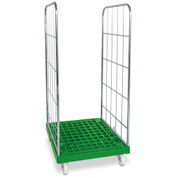 Gitterrollwagen für Eurobehälter, LxBxH 815x682x1660 mm, 2-seitig, grün