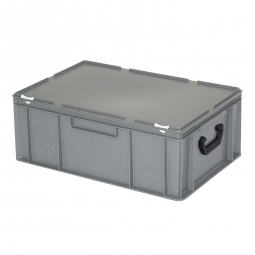 Euro-Koffer, LxBxH 600x400x230 mm, grau, mit 2 Tragegriffen auf den Stirnseiten